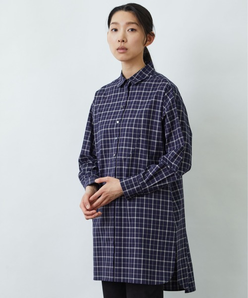 LOISIR（ロワズィール）の「ラウンドカラーチュニックシャツ（チュニック・レディース・サックスブルー/チェック/オフホワイト・FREE）」の20枚目の写真