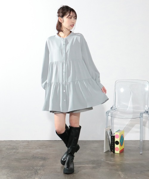 Honeys(ハニーズ)の「ティアードブラウス(シャツ/ブラウス・レディース・ホワイト/ブラック/ベージュ/ブルー系その他・S/M/L)」の14枚目の写真