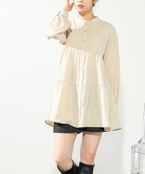 Honeys(ハニーズ)の「ティアードブラウス(シャツ/ブラウス・レディース・ホワイト/ブラック/ベージュ/ブルー系その他・S/M/L)」の10枚目の写真