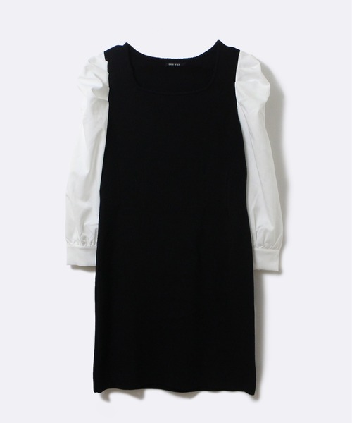 one way（ワンウェイ）の「【oneway】袖異素材ニットワンピース（ワンピース・レディース・ブラック/ベージュ/イエロー・FREE）」の10枚目の写真