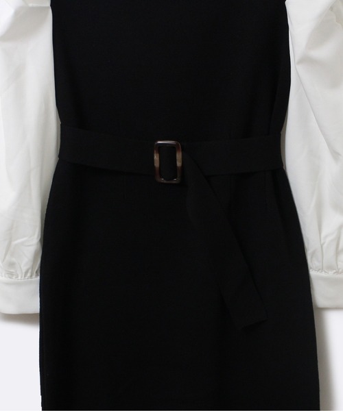 one way（ワンウェイ）の「【oneway】袖異素材ニットワンピース（ワンピース・レディース・ブラック/ベージュ/イエロー・FREE）」の5枚目の写真