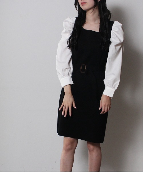 one way（ワンウェイ）の「【oneway】袖異素材ニットワンピース（ワンピース・レディース・ブラック/ベージュ/イエロー・FREE）」の13枚目の写真