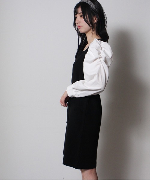 one way（ワンウェイ）の「【oneway】袖異素材ニットワンピース（ワンピース・レディース・ブラック/ベージュ/イエロー・FREE）」の14枚目の写真