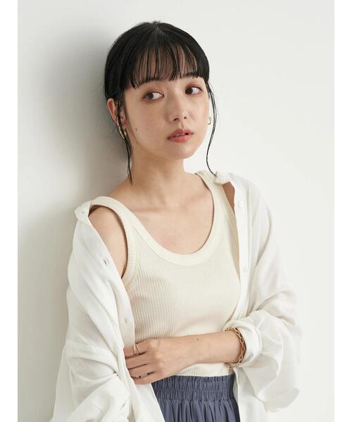 earth music&ecology（アースミュージックアンドエコロジー）の「チェーン柄リブタンクトップ ＊（タンクトップ・レディース・ライトベージュ/モカ/アイボリー/ブラック・S/M）」の5枚目の写真