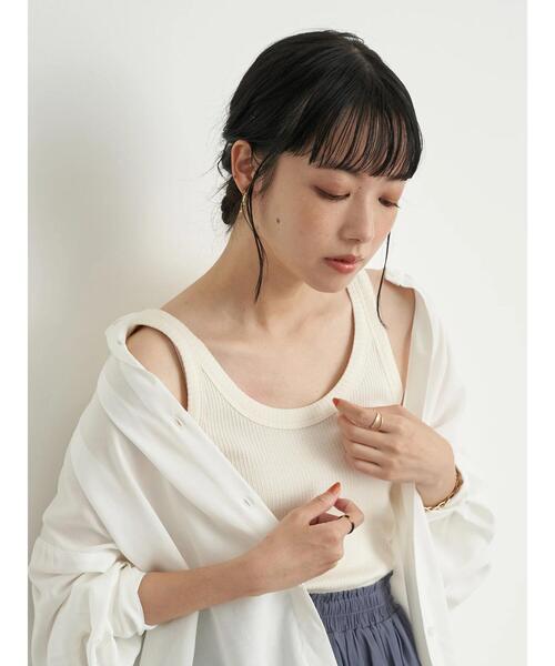 earth music&ecology（アースミュージックアンドエコロジー）の「チェーン柄リブタンクトップ ＊（タンクトップ・レディース・ライトベージュ/モカ/アイボリー/ブラック・S/M）」の11枚目の写真