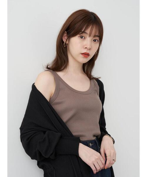 earth music&ecology（アースミュージックアンドエコロジー）の「チェーン柄リブタンクトップ ＊（タンクトップ・レディース・ライトベージュ/モカ/アイボリー/ブラック・S/M）」の12枚目の写真