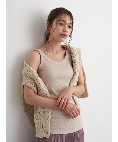 earth music&ecology（アースミュージックアンドエコロジー）の「チェーン柄リブタンクトップ ＊（タンクトップ・レディース・ライトベージュ/モカ/アイボリー/ブラック・S/M）」の13枚目の写真