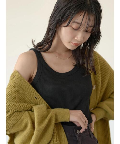 earth music&ecology（アースミュージックアンドエコロジー）の「チェーン柄リブタンクトップ ＊（タンクトップ・レディース・ライトベージュ/モカ/アイボリー/ブラック・S/M）」の14枚目の写真