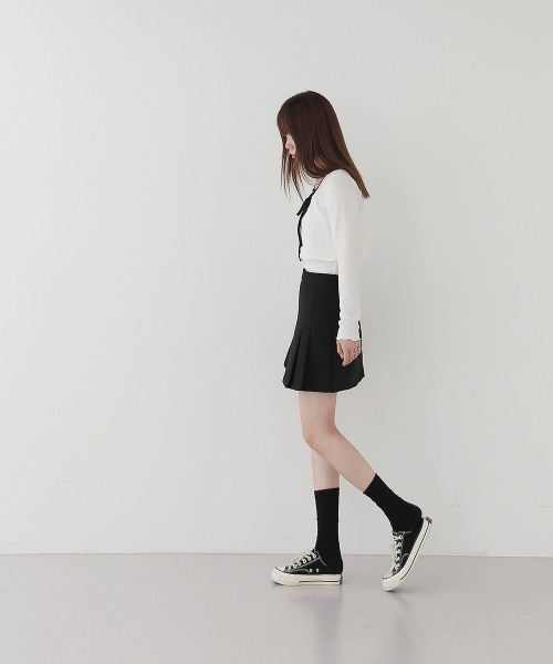 by muni:r(バイ ムニール)の「配色ストラップカーディガン+キャミソールセット(Tシャツ/カットソー・レディース・ブラウン/アイボリー/ブラック・FREE)」の9枚目の写真