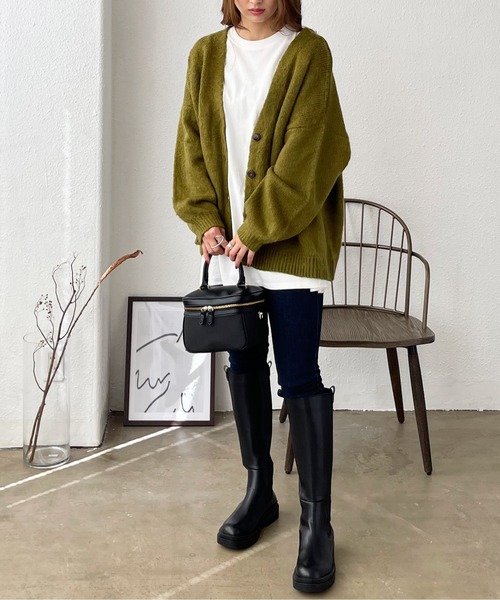 Shelly island（シェリーアイランド）の「シャギーVネック2WAYカーディガン（カーディガン/ボレロ・レディース・ブラック/ベージュ/ブラウン/グリーン/レッド/ライトグリーン/ピンク/グレー・FREE）」の15枚目の写真