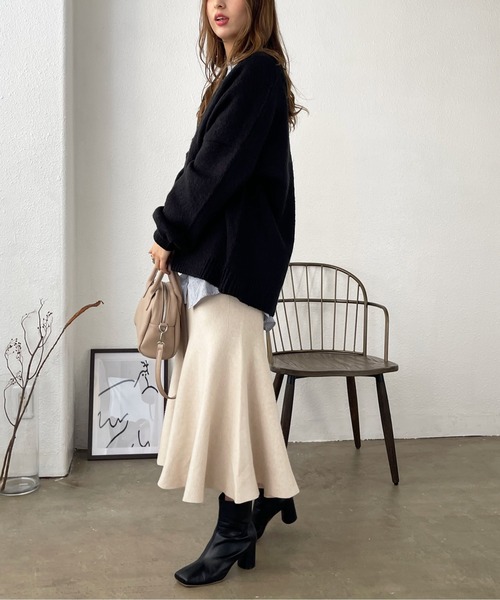 Shelly island（シェリーアイランド）の「シャギーVネック2WAYカーディガン（カーディガン/ボレロ・レディース・ブラック/ベージュ/ブラウン/グリーン/レッド/ライトグリーン/ピンク/グレー・FREE）」の19枚目の写真