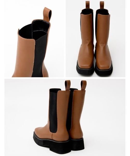 Re:EDIT(リエディ)の「スクエアトゥサイドゴアブーツ(ブーツ・レディース・ブラック/ブラウン/キャメル・SMALL/MEDIUM/LARGE/X-LARGE/XX-LARGE)」の6枚目の写真
