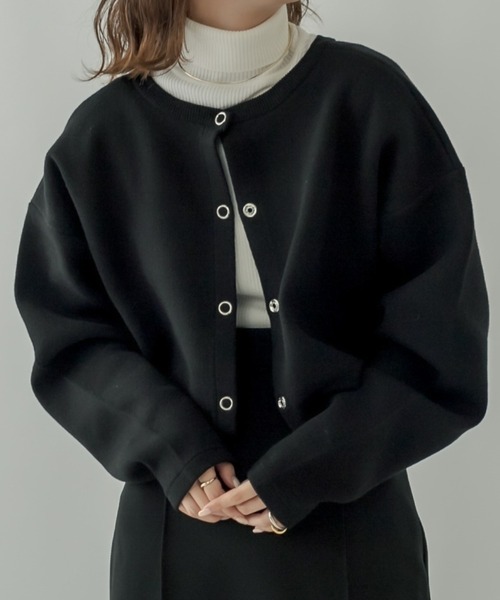 mystic（ミスティック）の「スウェットライクドルマンショートカーディガン（カーディガン/ボレロ・レディース・ブラック/オフホワイト/グリーン/ラベンダー/ベージュ・FREE）」の3枚目の写真