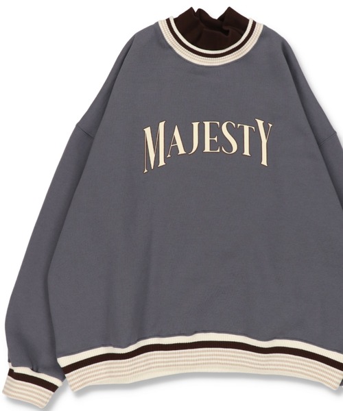 SPINNS（スピンズ）の「【ゆったりシルエット】ラインリブワンポイント 裏起毛リブラインスウェット（スウェット・レディース・ナチュラル/オートミール/ブラック/ブルー・ONESIZE）」の4枚目の写真