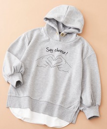 SHISKY（シスキー）の「SHISKY / シスキー ロゴプリント 裾フェイクレイヤード ビックシルエット パーカー  長袖 キッズ（パーカー・キッズ）」