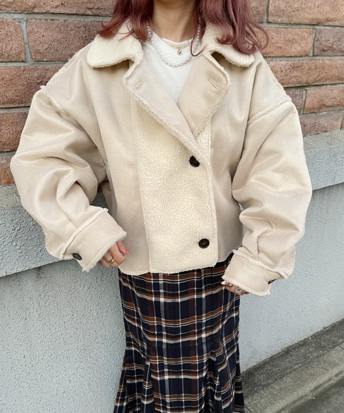 nemne store（ネンネストア）の「ミルクチョコレートとフェイクムートンジャケット（ムートンコート・レディース・ブラウン/アイボリー・フリー）」の8枚目の写真