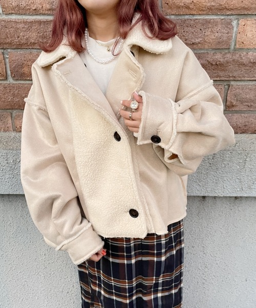nemne store（ネンネストア）の「ミルクチョコレートとフェイクムートンジャケット（ムートンコート・レディース・ブラウン/アイボリー・フリー）」の15枚目の写真