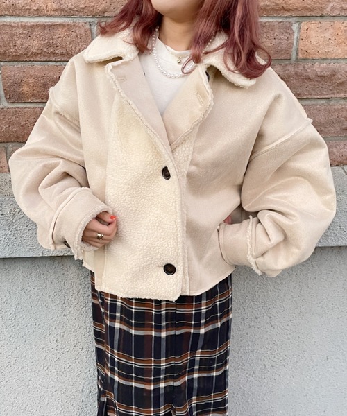 nemne store（ネンネストア）の「ミルクチョコレートとフェイクムートンジャケット（ムートンコート・レディース・ブラウン/アイボリー・フリー）」の16枚目の写真