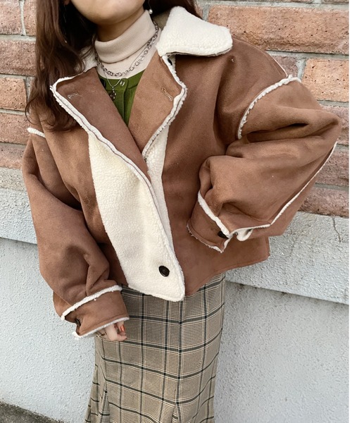 nemne store（ネンネストア）の「ミルクチョコレートとフェイクムートンジャケット（ムートンコート・レディース・ブラウン/アイボリー・フリー）」の21枚目の写真