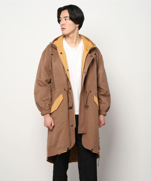 C DIEM（カルペディエム）の「C DIEM/カルペディエム/WOOL-Ny REVERSIBLE MODS モッズコート(MSO-21013)（ステンカラーコート・メンズ・キャメル/ブラック・MEDIUM/LARGE/SMALL）」の2枚目の写真