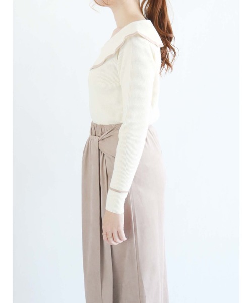 Te chichi（テチチ）の「バイカラーショールカラーリブニット（ニット/セーター・レディース・オフホワイト/ブラック/ネイビー・ﾌﾘ-）」の18枚目の写真