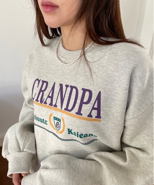 Didot.showroom(ディドット ショールーム)の「CRANDPA mtm / 前面クラシックロゴプリント短丈スウェットトレーナー(スウェット・レディース・オートミール/グリーン・FREE)」の21枚目の写真