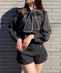 クラシカルピコレースボウタイリボンブラウス