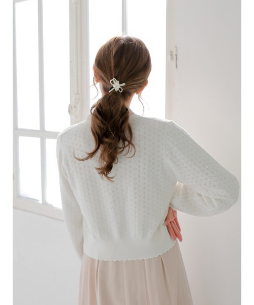 Areeam（アリーム）の「透かし編みカーディガン（カーディガン/ボレロ・レディース・ブラック/オフホワイト/イエロー/ラベンダー・FREE）」の2枚目の写真