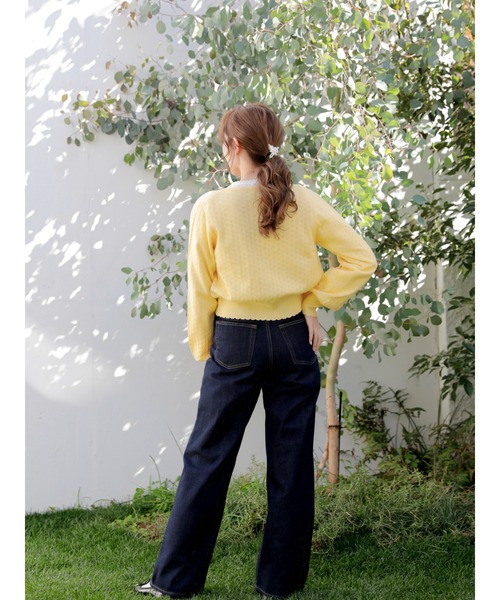 Areeam（アリーム）の「透かし編みカーディガン（カーディガン/ボレロ・レディース・ブラック/オフホワイト/イエロー/ラベンダー・FREE）」の8枚目の写真