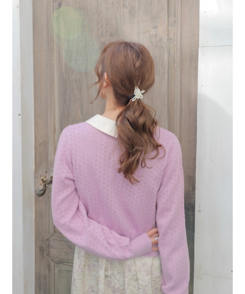 Areeam（アリーム）の「透かし編みカーディガン（カーディガン/ボレロ・レディース・ブラック/オフホワイト/イエロー/ラベンダー・FREE）」の18枚目の写真