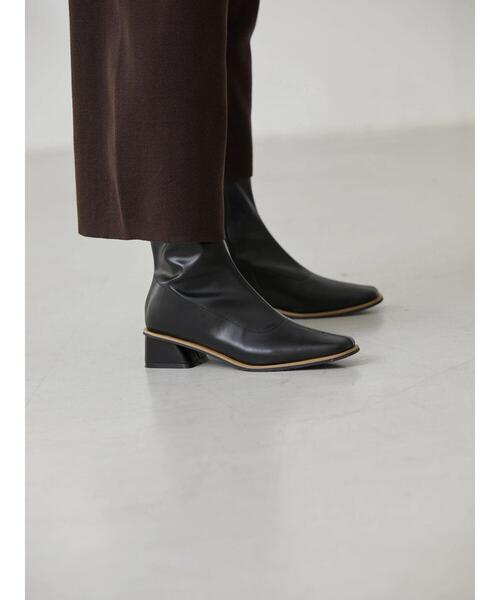 AMERICAN HOLIC（アメリカンホリック）の「チャンキーヒールストレッチショートブーツ（ブーツ・レディース・ブラック/アイボリー/キャメル・S/M/L）」の10枚目の写真