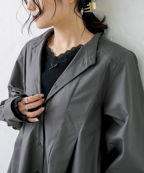 PUAL CE CIN（ピュアルセシン）の「襟レーステレコロングスリーブ（Tシャツ/カットソー・レディース・ブラック/ナチュラル・FREE）」の5枚目の写真