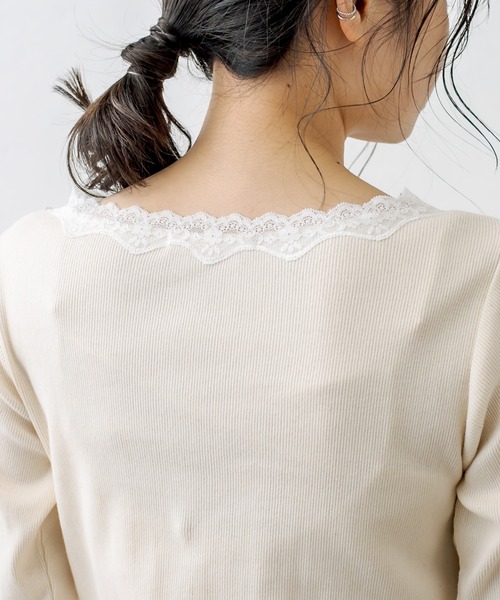 PUAL CE CIN（ピュアルセシン）の「襟レーステレコロングスリーブ（Tシャツ/カットソー・レディース・ブラック/ナチュラル・FREE）」の12枚目の写真