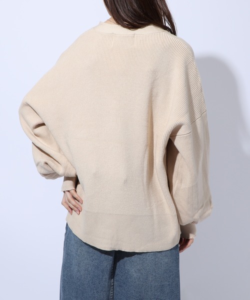 MAISON BREEZE（メゾンブリーズ）の「【MAISON BREEZE】春めくワイドスリーブニットカーディガン SCCH54（カーディガン/ボレロ・レディース・ネイビー/アイボリー・FREE）」の8枚目の写真