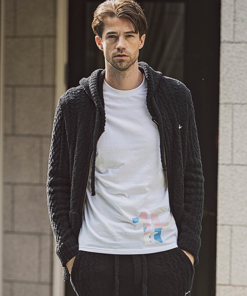 1PIU1UGUALE3 RELAX (ウノピゥウノウグァーレトレ リラックス)の「1PIU1UGUALE3 RELAX(ウノピゥウノウグァーレトレ)ケーブルニットパーカー(パーカー・メンズ・ブラック/ホワイト/ネイビー・S/L/M/XL)」の4枚目の写真