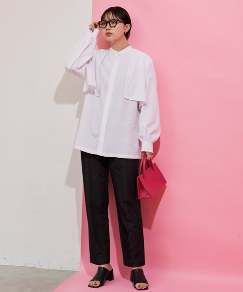 Aunt Marie's（アントマリーズ）の「2WAYヨーク取り外しブラウス（シャツ/ブラウス・レディース・ホワイト/ライトブルー/ブラック/オレンジ・FREE）」の13枚目の写真
