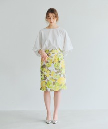 YECCA VECCA | P.ボカシ花柄タックタイトスカート　＊◆(スカート)