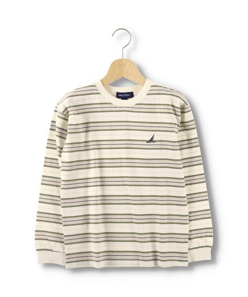 NAUTICA(ノーティカ)の「【NAUTICA/ノーティカ】マルチカラーボーダー長袖Tシャツ(Tシャツ/カットソー・キッズ・アイボリー/レッド/グリーン/ブラック・150/120/130/140)」の1枚目の写真