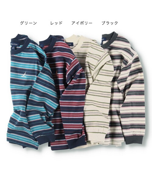 NAUTICA(ノーティカ)の「【NAUTICA/ノーティカ】マルチカラーボーダー長袖Tシャツ(Tシャツ/カットソー・キッズ・アイボリー/レッド/グリーン/ブラック・150/120/130/140)」の5枚目の写真