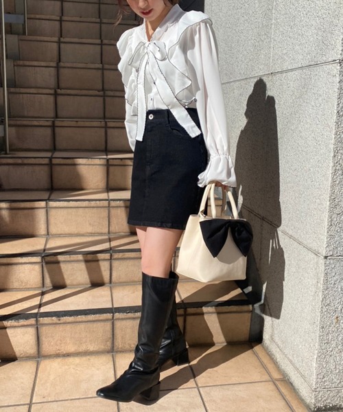 one after another NICE CLAUP(ワンアフターアナザーナイスクラップ)の「ビッグリボンミニトートバッグ(トートバッグ・レディース・アイボリー/ブラック/ナチュラル・ONE SIZE)」の11枚目の写真