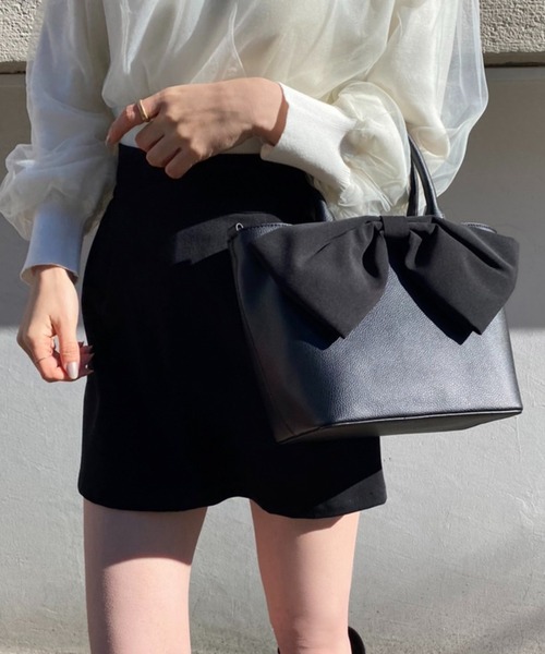 one after another NICE CLAUP(ワンアフターアナザーナイスクラップ)の「ビッグリボンミニトートバッグ(トートバッグ・レディース・アイボリー/ブラック/ナチュラル・ONE SIZE)」の13枚目の写真