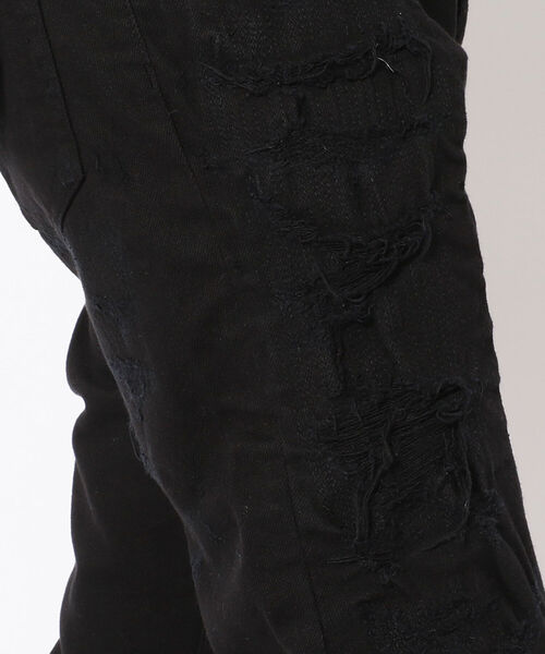 BACKLASH(バックラッシュ)の「ISAMUKATAYAMA BACKLASH/イサムカタヤマ バックラッシュ/B'2nd別注クラッシュスキニーブラックデニム(デニムパンツ・メンズ・ブラック・LARGE)」の6枚目の写真