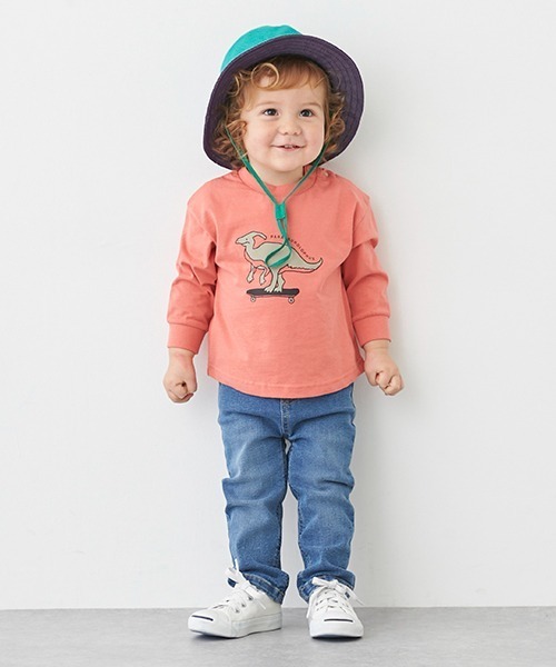 petit main（プティマイン）の「【GOODPRICE】恐竜プリント長袖Tシャツ（Tシャツ/カットソー・キッズ・ライトグリーン/オレンジ/アイボリー・130cm/120cm/100cm/90cm/110cm/80ｃｍ）」の5枚目の写真