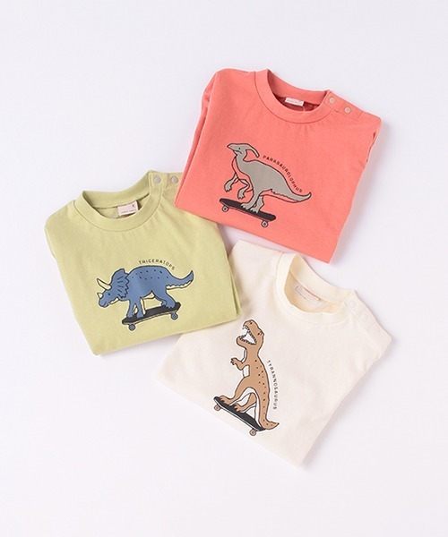 petit main（プティマイン）の「【GOODPRICE】恐竜プリント長袖Tシャツ（Tシャツ/カットソー・キッズ・ライトグリーン/オレンジ/アイボリー・130cm/120cm/100cm/90cm/110cm/80ｃｍ）」の17枚目の写真