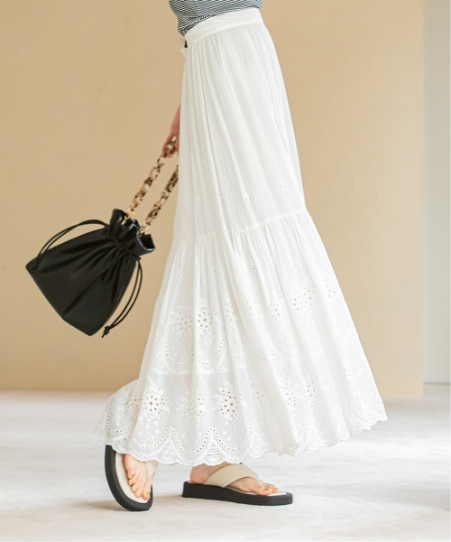 U by SPICK&SPAN（ユーバイスピックアンドスパン）の「≪追加≫カットワークレーススカート5◆（スカート・レディース・ホワイト/ブラック・38/36）」の20枚目の写真