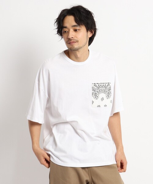 HAV-A-HANK(ハバハンク )の「◆HAV A HANK ハバハンク バンダナポケット 別注コットン半袖Tシャツ(Tシャツ/カットソー・メンズ・ブラック/ネイビー/アイボリー・02/03/04)」の2枚目の写真