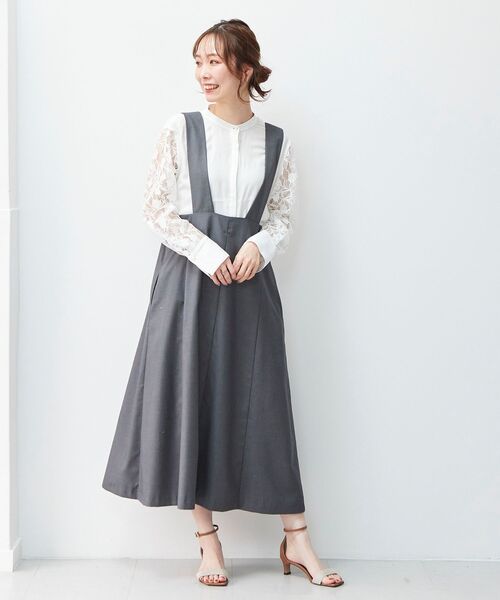 le.coeur blanc（ルクールブラン）の「セミフレア2wayジャンパースカート（ジャンパースカート・レディース・ブラック/グレー・38/36）」の13枚目の写真