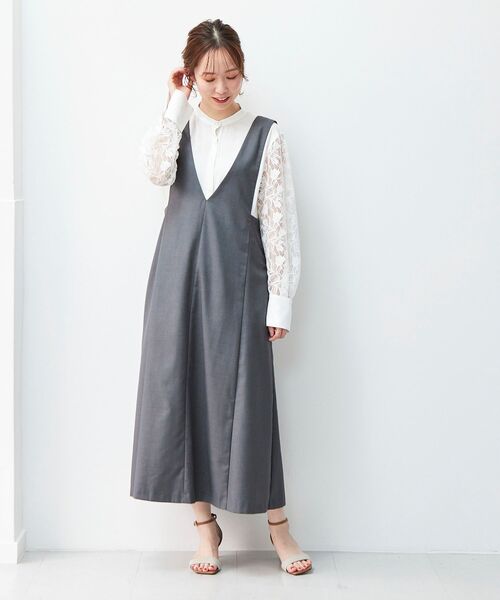 le.coeur blanc（ルクールブラン）の「セミフレア2wayジャンパースカート（ジャンパースカート・レディース・ブラック/グレー・38/36）」の22枚目の写真