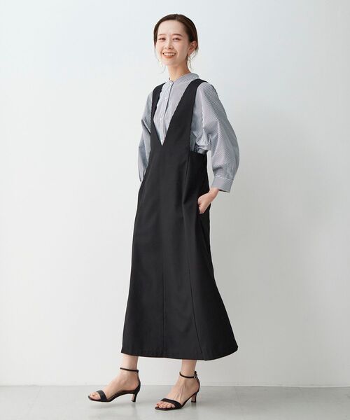 le.coeur blanc（ルクールブラン）の「セミフレア2wayジャンパースカート（ジャンパースカート・レディース・ブラック/グレー・38/36）」の3枚目の写真