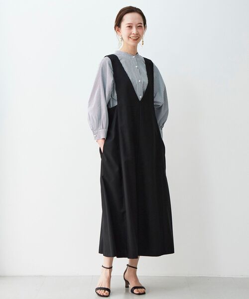 le.coeur blanc（ルクールブラン）の「セミフレア2wayジャンパースカート（ジャンパースカート・レディース・ブラック/グレー・38/36）」の10枚目の写真